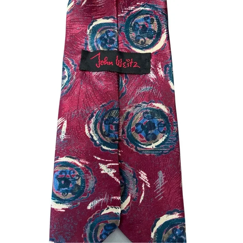 John Weitz Vintage Red Abstract Polyester Men’s‎ Neck Tie